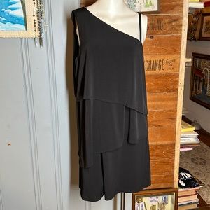 Vince Camuto black layered ruffle dress one shoulder asymmetrical dress 12